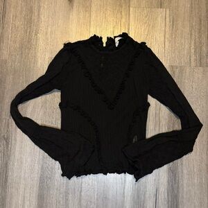 Elegant Black Ruffled Women's Top